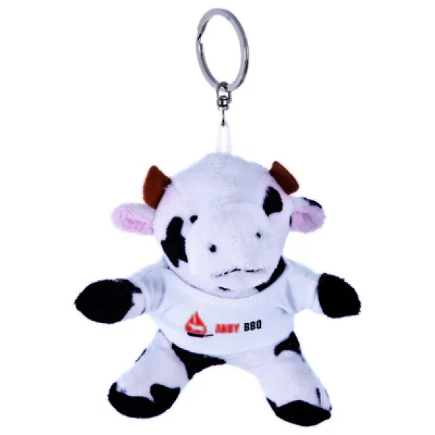 Bessie Plush cow, keyring black white