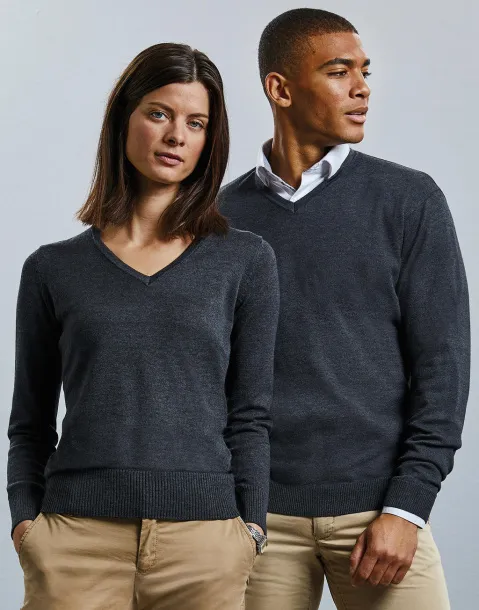 Muški pleteni pulover s V-izrezom, 275 g/m² - Russell Collection