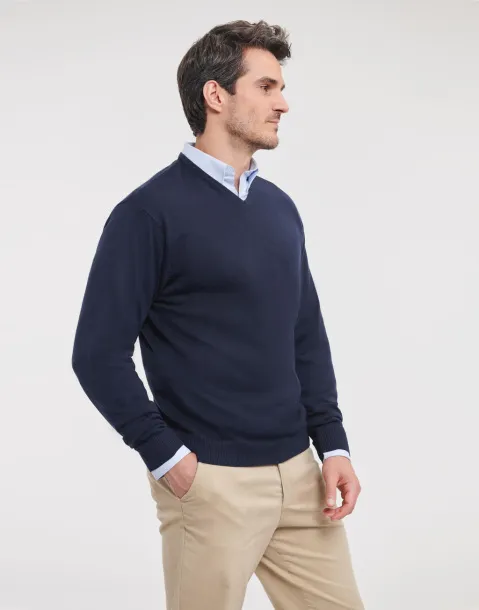  Muški pleteni pulover s V-izrezom, 275 g/m² - Russell Collection