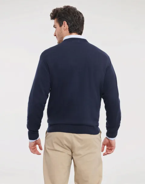  Muški pleteni pulover s V-izrezom, 275 g/m² - Russell Collection
