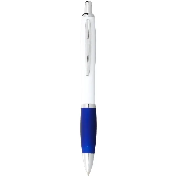 Nash ballpoint pen white barrel and coloured grip - Unbranded White Royal blue