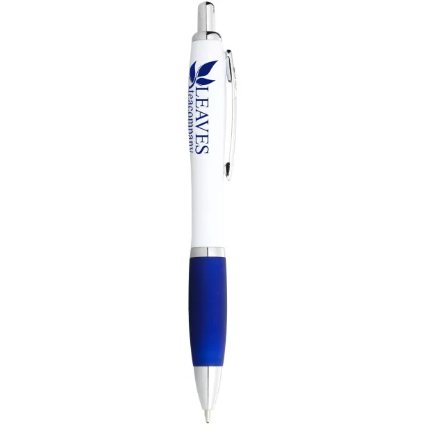 Nash ballpoint pen white barrel and coloured grip - Unbranded White Royal blue