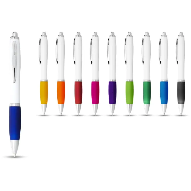 Nash ballpoint pen white barrel and coloured grip White Royal blue