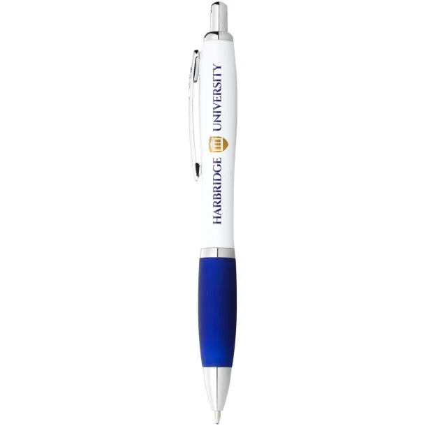 Nash ballpoint pen white barrel and coloured grip - Unbranded White Royal blue