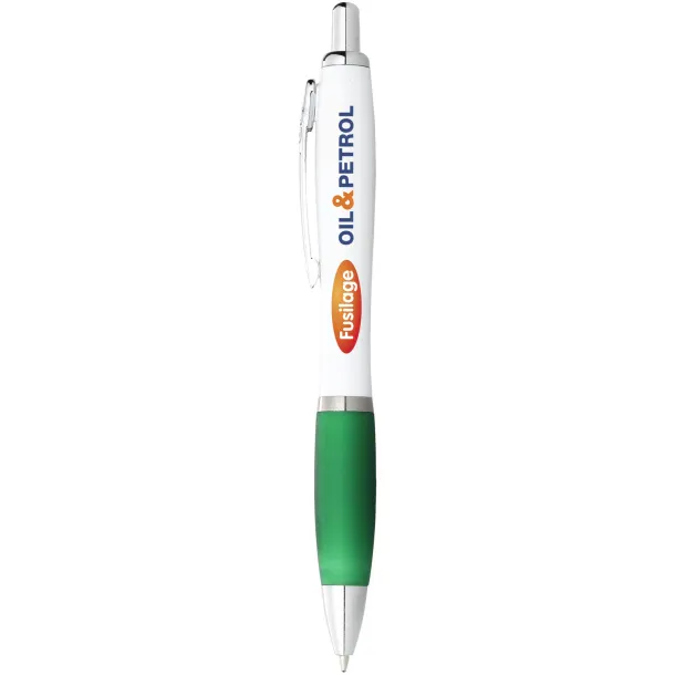 Nash ballpoint pen white barrel and coloured grip - Unbranded White Green