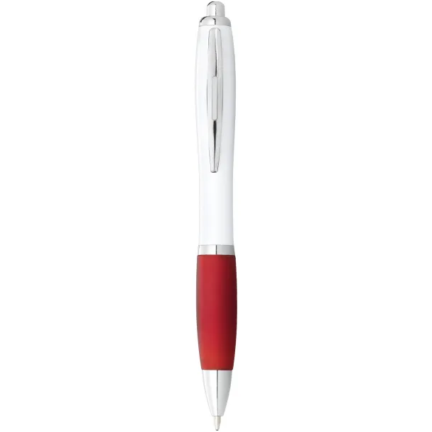 Nash ballpoint pen white barrel and coloured grip - Unbranded White Red