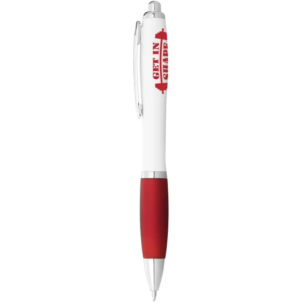 Nash ballpoint pen white barrel and coloured grip - Unbranded White Red