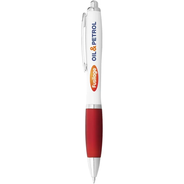 Nash ballpoint pen white barrel and coloured grip - Unbranded White Red