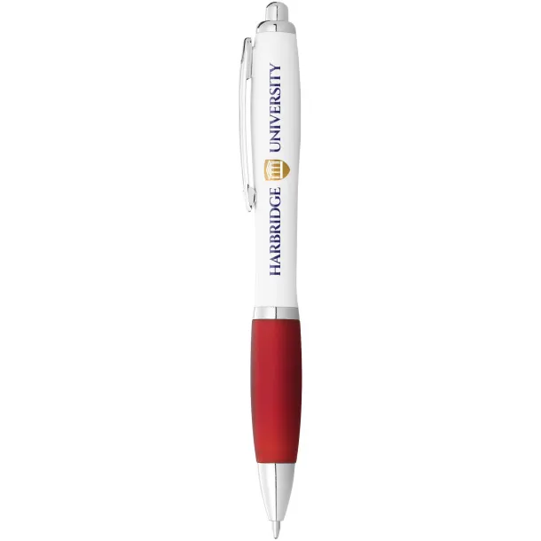 Nash ballpoint pen white barrel and coloured grip - Unbranded White Red