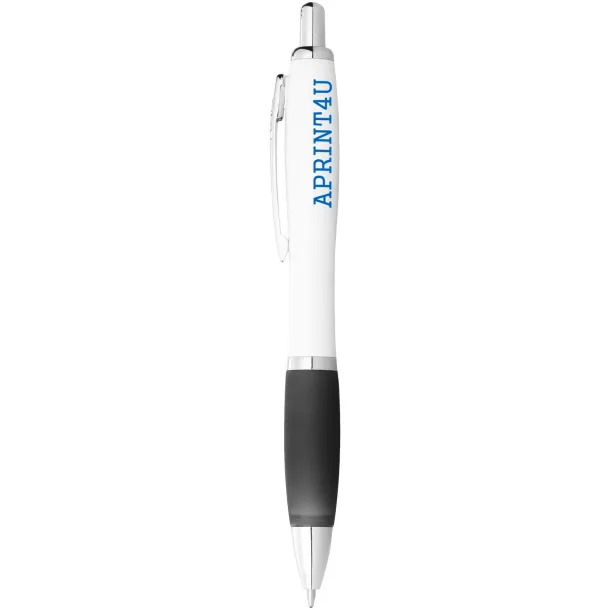 Nash ballpoint pen white barrel and coloured grip White Solid black