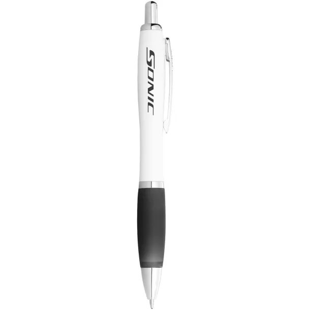 Nash ballpoint pen white barrel and coloured grip - Unbranded White Solid black