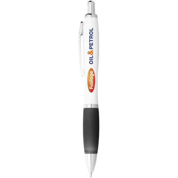 Nash ballpoint pen white barrel and coloured grip White Solid black