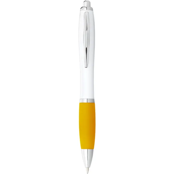 Nash ballpoint pen white barrel and coloured grip - Unbranded White Yellow