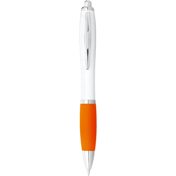 Nash ballpoint pen white barrel and coloured grip - Unbranded White Orange