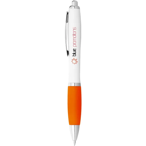 Nash ballpoint pen white barrel and coloured grip White Orange