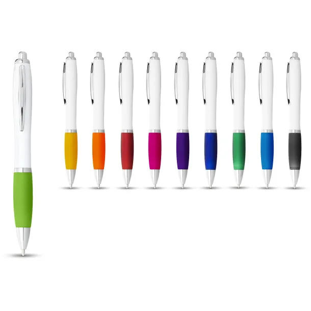 Nash ballpoint pen white barrel and coloured grip - Unbranded White Lime