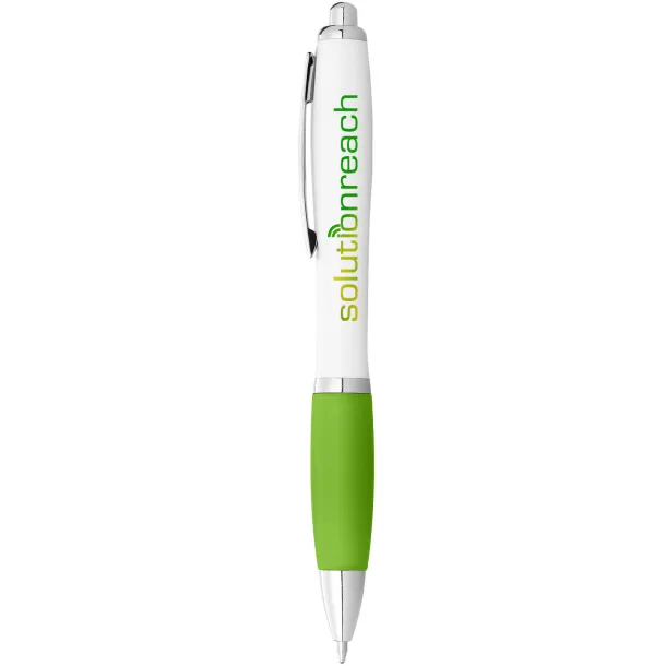 Nash ballpoint pen white barrel and coloured grip White Lime