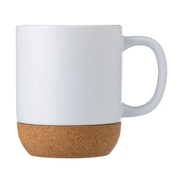  Ceramic mug 420 ml with cork detail white