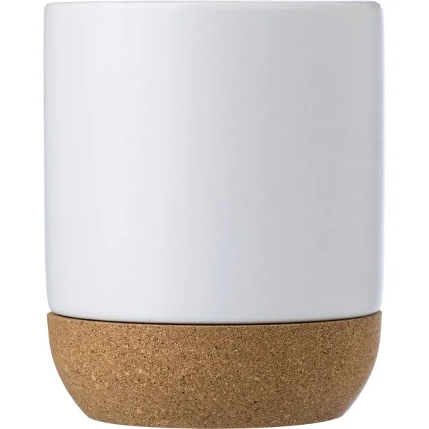  Ceramic mug 420 ml with cork detail white