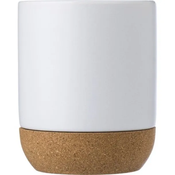  Ceramic mug 420 ml with cork detail white