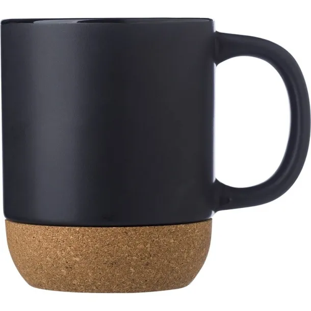  Ceramic mug 420 ml with cork detail Crna
