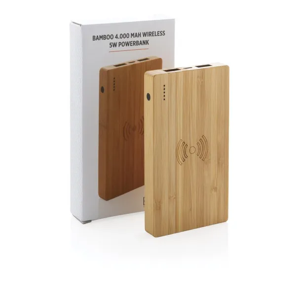  Bamboo 4.000 mAh wireless 5W Powerbank - XD Collection Brown 