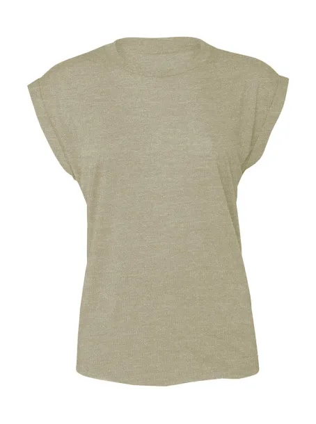  Women's Flowy Muscle Tee Rolled Cuff - Bella+Canvas Heather Stone