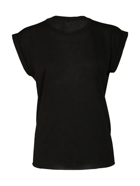  Women's Flowy Muscle Tee Rolled Cuff - Bella+Canvas Black