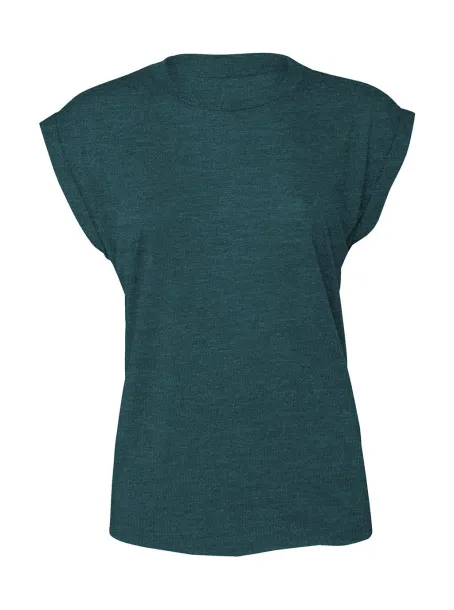  Women's Flowy Muscle Tee Rolled Cuff - Bella+Canvas Heather Deep Teal