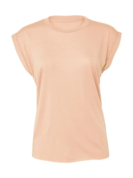  Women's Flowy Muscle Tee Rolled Cuff - Bella+Canvas Peach