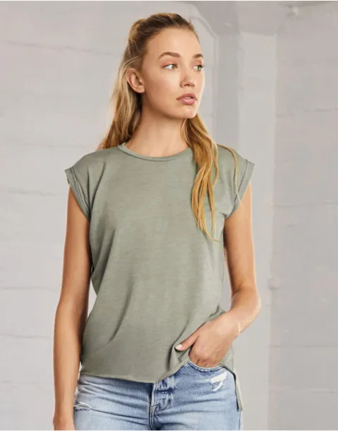  Women's Flowy Muscle Tee Rolled Cuff - Bella+Canvas