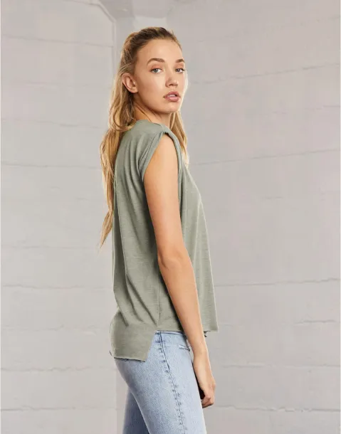  Women's Flowy Muscle Tee Rolled Cuff - Bella+Canvas