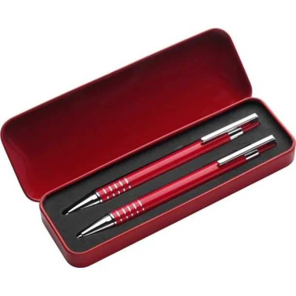  Writing set, ball pen and mechanical pencil red