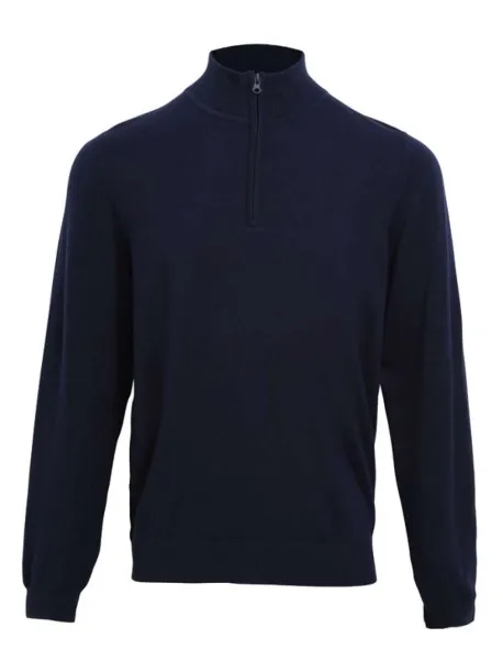  MEN'S QUARTER-ZIP KNITTED SWEATER - Premier Navy