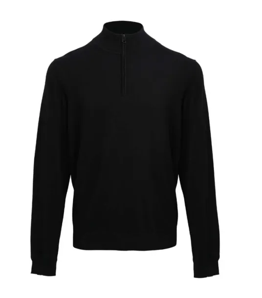  MEN'S QUARTER-ZIP KNITTED SWEATER - Premier Black