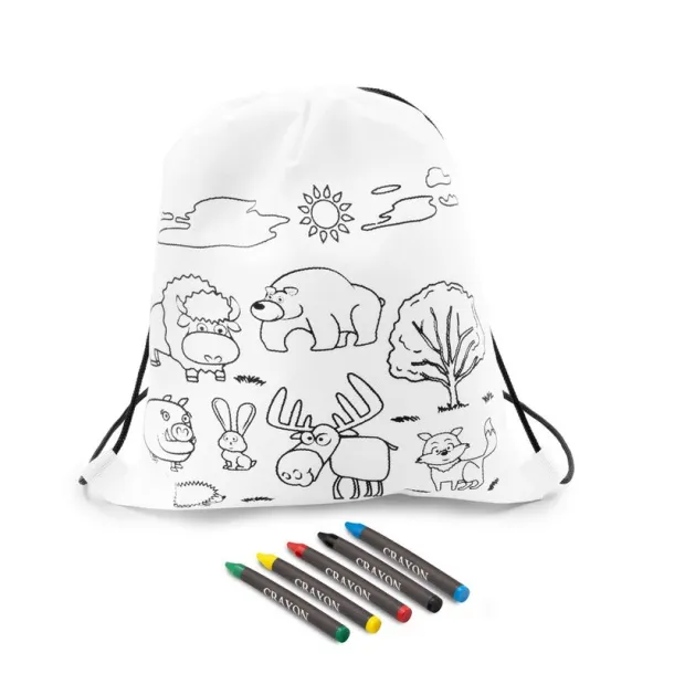 Brody Drawstring bag for colouring, crayons Bijela