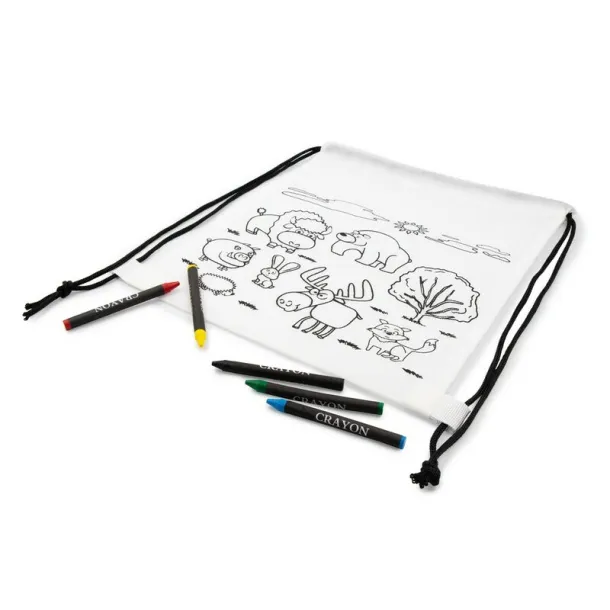 Brody Drawstring bag for colouring, crayons Bijela