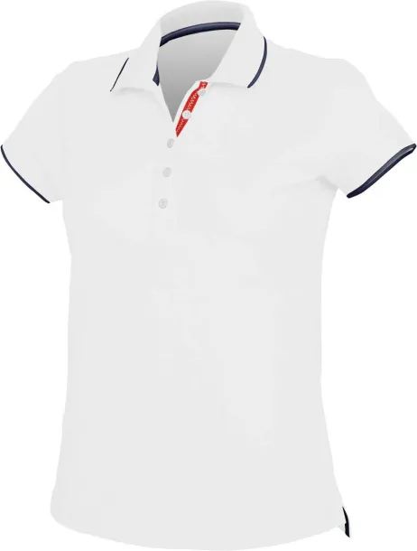  Ženska polo pique majica, 220 g/m2 - Kariban Bijela Mornarsko plava