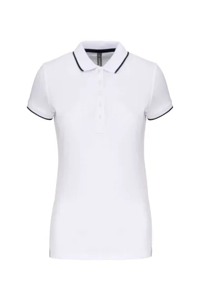  LADIES' SHORT-SLEEVED PIQUÉ KNIT POLO SHIRT - Kariban White Navy