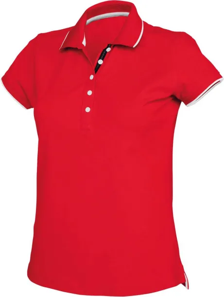  LADIES' SHORT-SLEEVED PIQUÉ KNIT POLO SHIRT - Kariban Red White