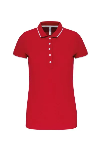  LADIES' SHORT-SLEEVED PIQUÉ KNIT POLO SHIRT - Kariban Red White