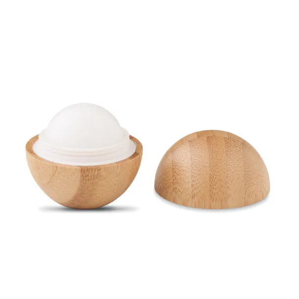 SOFT LUX Lip balm in round bamboo case Wood