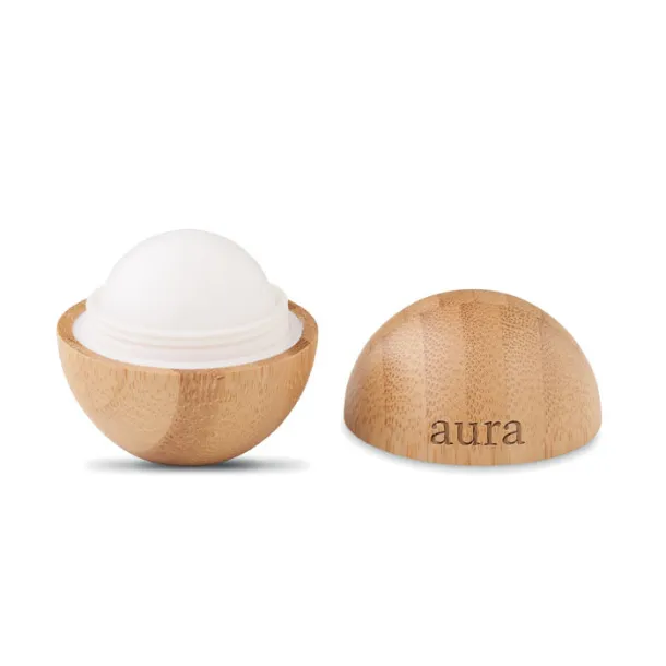 SOFT LUX Lip balm in round bamboo case Wood