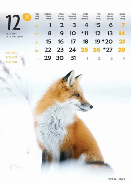  "ŽIVOTINJE" color calendar Color