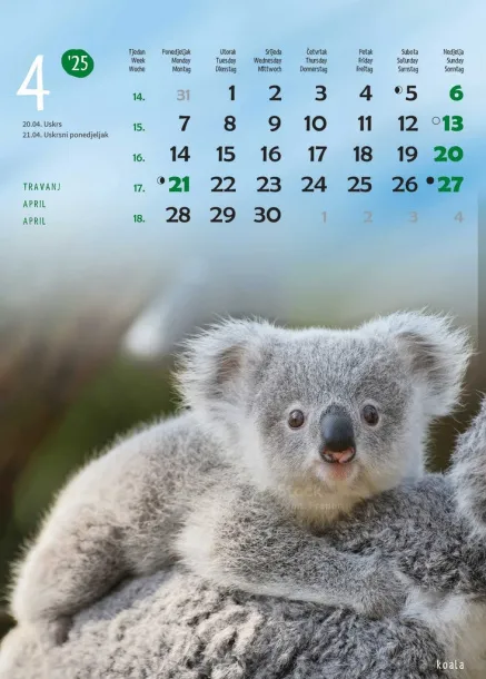  "ŽIVOTINJE" color calendar Color