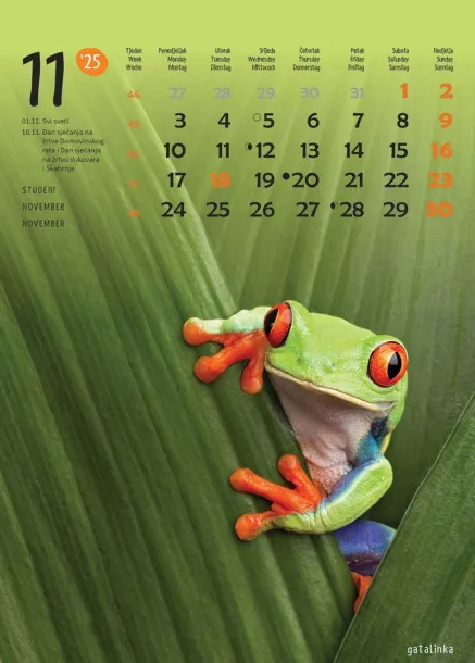  "ŽIVOTINJE" color calendar Color