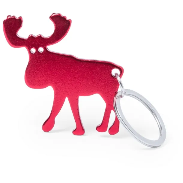  Keyring, bottle opener "reindeer" red