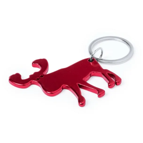  Keyring, bottle opener "reindeer" red