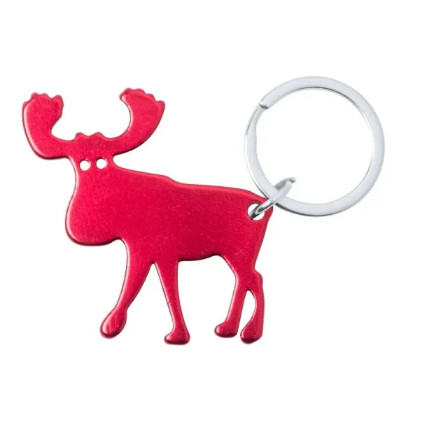  Keyring, bottle opener "reindeer" red