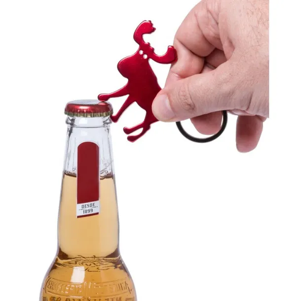  Keyring, bottle opener "reindeer" red